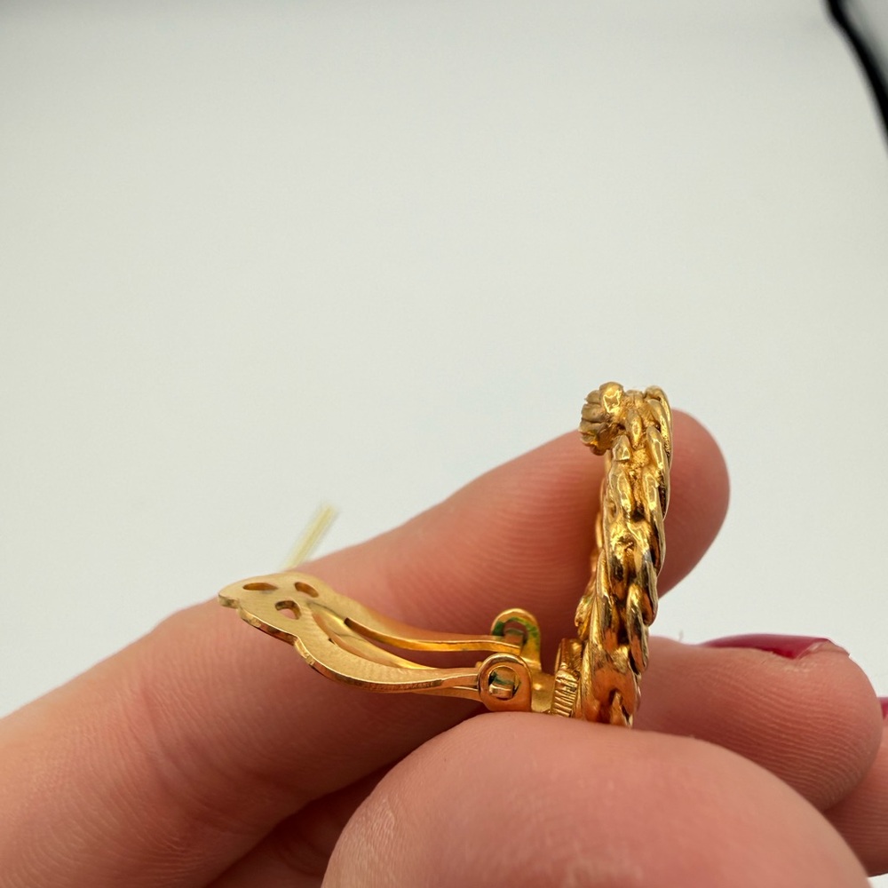Chanel Gold Interlocking Clip Earrings - Picture 7 of 9